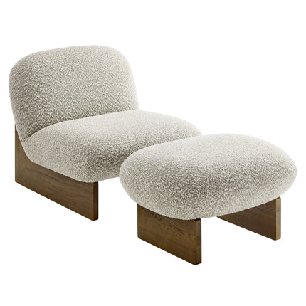 Modway EEI-6988 Loyal Boucle Fabric Accent Chair and Ottoman Set Modway