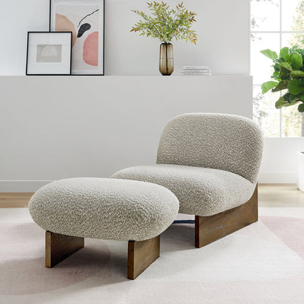 Modway EEI-6988 Loyal Boucle Fabric Accent Chair and Ottoman Set Modway