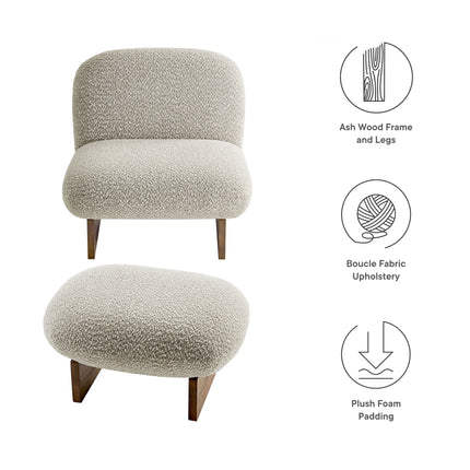Modway EEI-6988 Loyal Boucle Fabric Accent Chair and Ottoman Set Modway