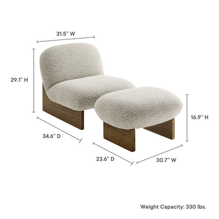 Modway EEI-6988 Loyal Boucle Fabric Accent Chair and Ottoman Set Modway