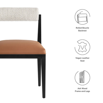 Modway EEI-6992 Kai Boucle and Vegan Leather Dining Chair Modway