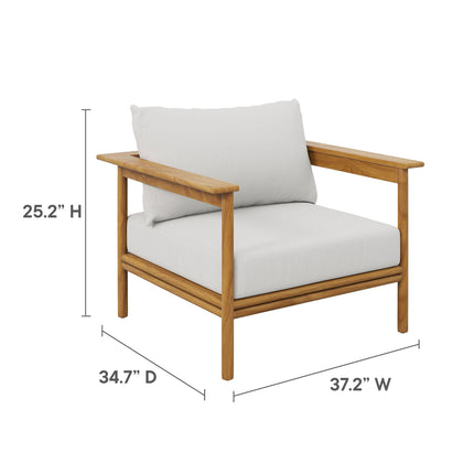 Modway EEI-7065 Wren 4-Piece Outdoor Patio Teak Wood Furniture Set Modway