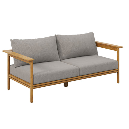 Modway EEI-7066 Wren 2-Piece Outdoor Patio Teak Wood Sofa and Ottoman Set Modway