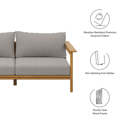 Modway EEI-7008 Wren Outdoor Patio Teak Wood Sofa Modway