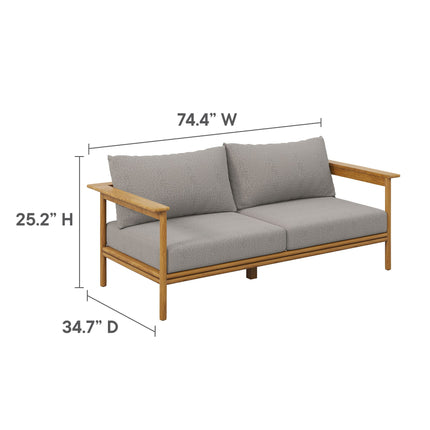 Modway EEI-7065 Wren 4-Piece Outdoor Patio Teak Wood Furniture Set Modway