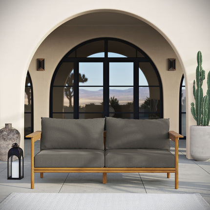Modway EEI-7008 Wren Outdoor Patio Teak Wood Sofa Modway