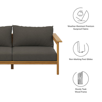 Modway EEI-7008 Wren Outdoor Patio Teak Wood Sofa Modway