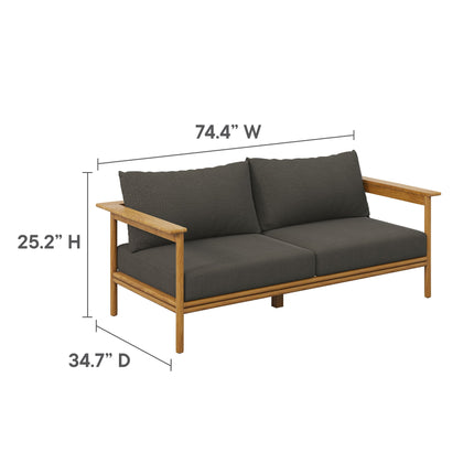 Modway EEI-7066 Wren 2-Piece Outdoor Patio Teak Wood Sofa and Ottoman Set Modway