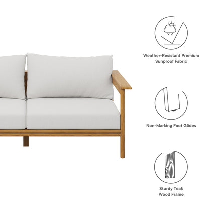 Modway EEI-7008 Wren Outdoor Patio Teak Wood Sofa Modway