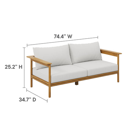 Modway EEI-7008 Wren Outdoor Patio Teak Wood Sofa Modway