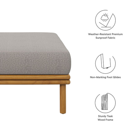 Modway EEI-7009 Wren Outdoor Patio Teak Wood Ottoman