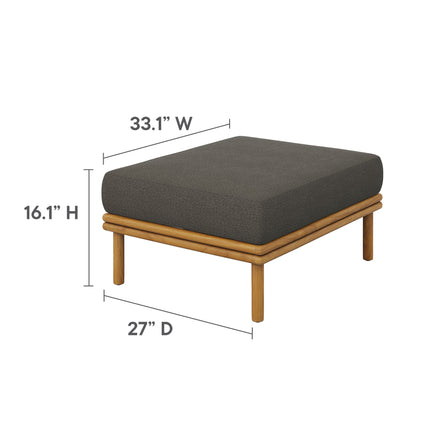 Modway EEI-7009 Wren Outdoor Patio Teak Wood Ottoman