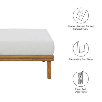 Modway EEI-7009 Wren Outdoor Patio Teak Wood Ottoman