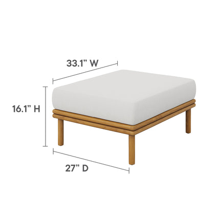 Modway EEI-7066 Wren 2-Piece Outdoor Patio Teak Wood Sofa and Ottoman Set Modway