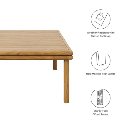 Modway EEI-7010 Wren Outdoor Patio Teak Wood Coffee Table Modway