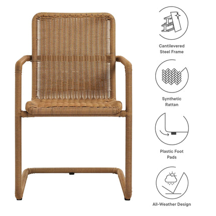 Modway EEI-7014 Abacus Outdoor Patio Wicker Dining Chairs Set of 2 Modway