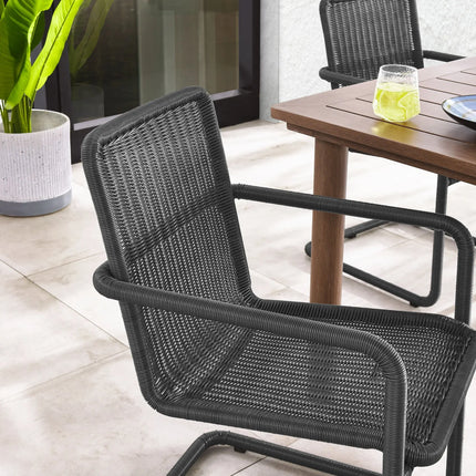 Modway EEI-7014 Abacus Outdoor Patio Wicker Dining Chairs Set of 2 Modway