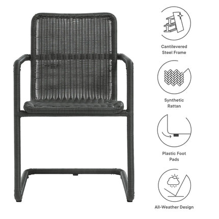 Modway EEI-7014 Abacus Outdoor Patio Wicker Dining Chairs Set of 2 Modway