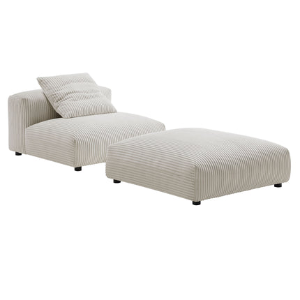 Modway EEI-7022 Solace Modular Corduroy Upholstered Armless Chair and Ottoman Set - Plaza Home Decor
