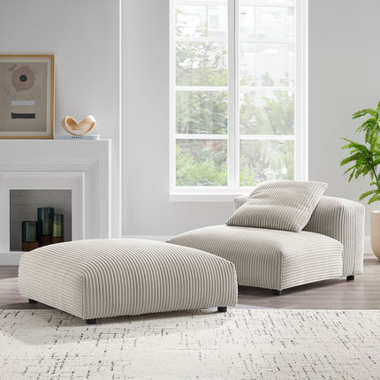 Modway EEI-7022 Solace Modular Corduroy Upholstered Armless Chair and Ottoman Set - Plaza Home Decor