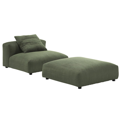 Modway EEI-7022 Solace Modular Corduroy Upholstered Armless Chair and Ottoman Set - Plaza Home Decor