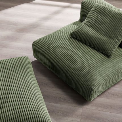 Modway EEI-7022 Solace Modular Corduroy Upholstered Armless Chair and Ottoman Set - Plaza Home Decor
