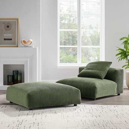 Modway EEI-7022 Solace Modular Corduroy Upholstered Armless Chair and Ottoman Set - Plaza Home Decor