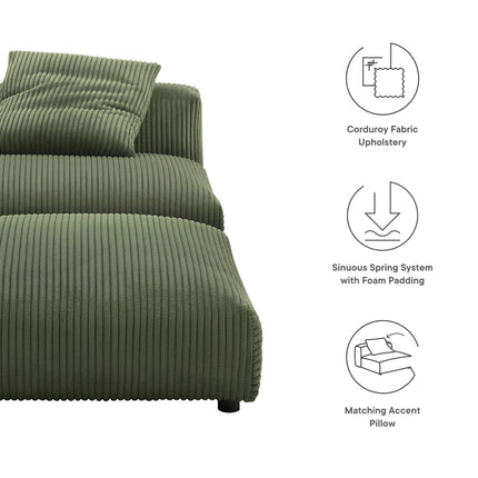 Modway EEI-7022 Solace Modular Corduroy Upholstered Armless Chair and Ottoman Set - Plaza Home Decor