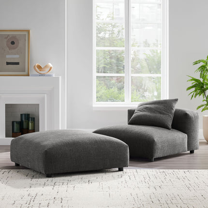 Modway EEI-7023 Solace Modular Upholstered Fabric Armless Chair and Ottoman Set - Plaza Home Decor