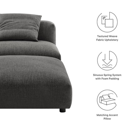 Modway EEI-7023 Solace Modular Upholstered Fabric Armless Chair and Ottoman Set - Plaza Home Decor