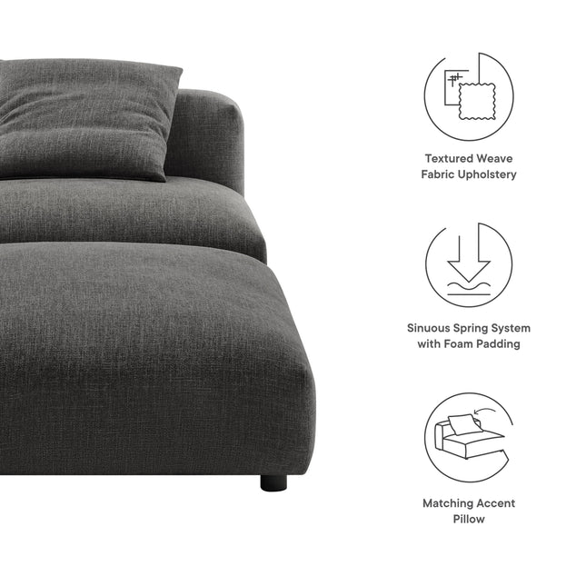 Modway EEI-7023 Solace Modular Upholstered Fabric Armless Chair and Ottoman Set - Plaza Home Decor