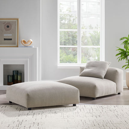 Modway EEI-7023 Solace Modular Upholstered Fabric Armless Chair and Ottoman Set - Plaza Home Decor