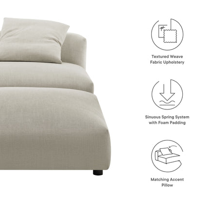 Modway EEI-7023 Solace Modular Upholstered Fabric Armless Chair and Ottoman Set - Plaza Home Decor