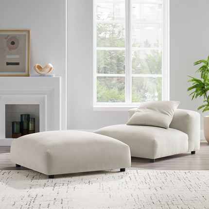 Modway EEI-7023 Solace Modular Upholstered Fabric Armless Chair and Ottoman Set - Plaza Home Decor
