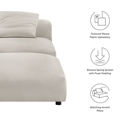 Modway EEI-7023 Solace Modular Upholstered Fabric Armless Chair and Ottoman Set - Plaza Home Decor