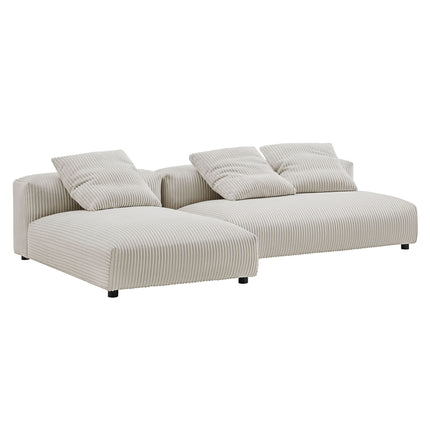 Modway EEI-7024 Solace 2-Piece Modular Corduroy Upholstered Sectional Sofa With Chaise - Plaza Home Decor