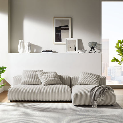 Modway EEI-7024 Solace 2-Piece Modular Corduroy Upholstered Sectional Sofa With Chaise - Plaza Home Decor