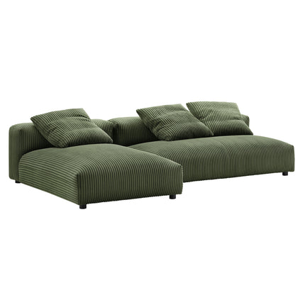 Modway EEI-7024 Solace 2-Piece Modular Corduroy Upholstered Sectional Sofa With Chaise - Plaza Home Decor
