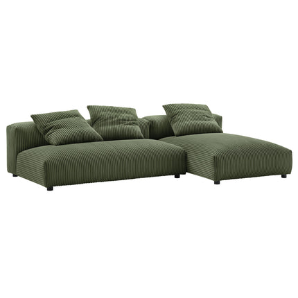 Modway EEI-7024 Solace 2-Piece Modular Corduroy Upholstered Sectional Sofa With Chaise - Plaza Home Decor