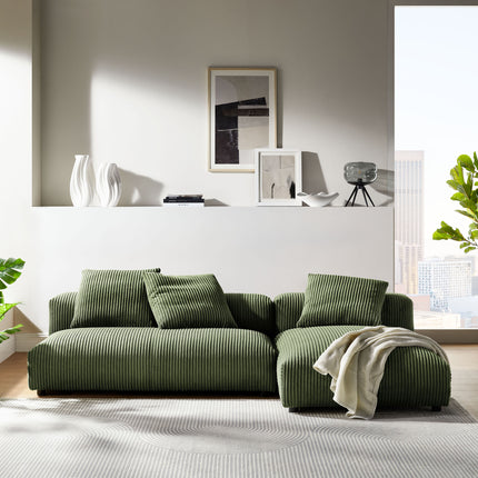 Modway EEI-7024 Solace 2-Piece Modular Corduroy Upholstered Sectional Sofa With Chaise - Plaza Home Decor