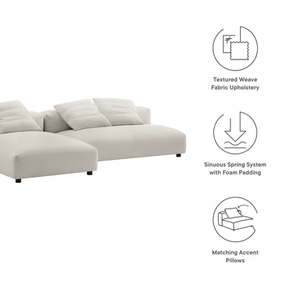 Modway EEI-7025 Solace 2-Piece Modular Upholstered Fabric Sectional Sofa With Chaise - Plaza Home Decor
