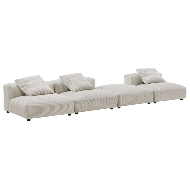 Modway EEI-7026 Solace 4-Piece Modular Corduroy Upholstered Sectional Sofa - Plaza Home Decor