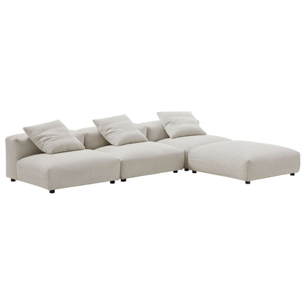 Modway EEI-7026 Solace 4-Piece Modular Corduroy Upholstered Sectional Sofa - Plaza Home Decor
