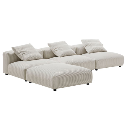 Modway EEI-7026 Solace 4-Piece Modular Corduroy Upholstered Sectional Sofa - Plaza Home Decor