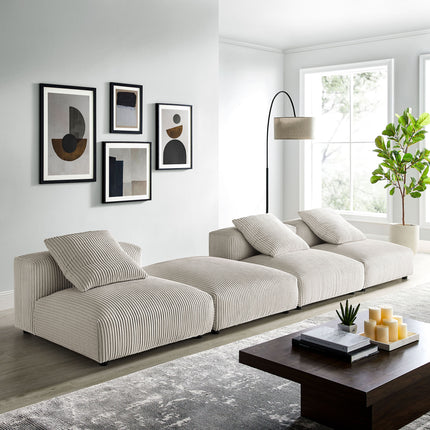 Modway EEI-7026 Solace 4-Piece Modular Corduroy Upholstered Sectional Sofa - Plaza Home Decor