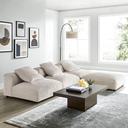 Modway EEI-7026 Solace 4-Piece Modular Corduroy Upholstered Sectional Sofa - Plaza Home Decor
