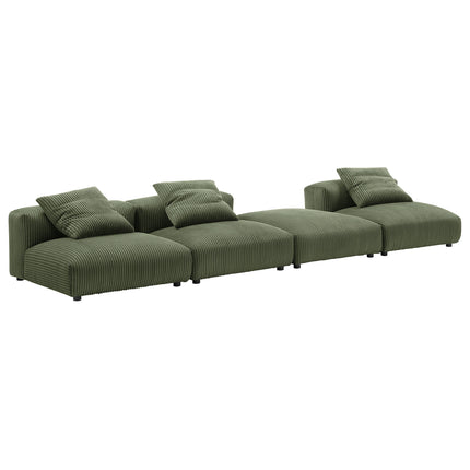 Modway EEI-7026 Solace 4-Piece Modular Corduroy Upholstered Sectional Sofa - Plaza Home Decor