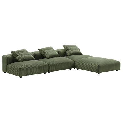 Modway EEI-7026 Solace 4-Piece Modular Corduroy Upholstered Sectional Sofa - Plaza Home Decor