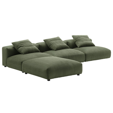 Modway EEI-7026 Solace 4-Piece Modular Corduroy Upholstered Sectional Sofa - Plaza Home Decor
