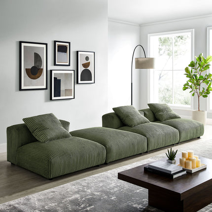 Modway EEI-7026 Solace 4-Piece Modular Corduroy Upholstered Sectional Sofa - Plaza Home Decor